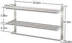 Bethom Bathroom Towel Rack with Bars, 24 Inch Towel Shelf, Brushed Nickel