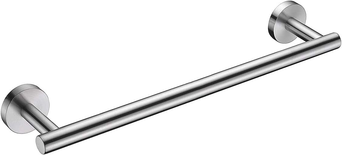 Nolimas Brushed Nickel Bath Towel Bar Single Bars Towel Rack Rod Classic Wall Mounted SUS304 Stainless Steel Bathroom Towel Holder Toilet Kitchen Towel Shelf Single Layer,16 inches