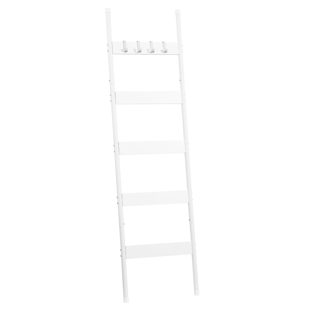 HOOBRO Blanket Ladder, 5-Tier Towel Rack with Hooks, Wall-Leaning Blanket Rack, Decorative Display Ladder Shelf, for Scarves, Industrial, Living Room, Bedroom, Rustic Brown and Black BF52CJ01
