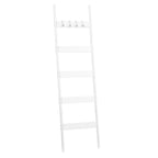 HOOBRO Blanket Ladder, 5-Tier Towel Rack with Hooks, Wall-Leaning Blanket Rack, Decorative Display Ladder Shelf, for Scarves, Industrial, Living Room, Bedroom, Rustic Brown and Black BF52CJ01