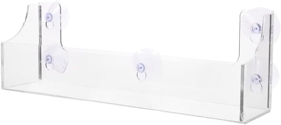 1 PCS Shower Shelf Suction Cup, Clear Acrylic Floating Bathroom Organizer, No Drill Wall Mounted Storage Caddy, Transparent Basket Rack for Inside Shower, Window, Kitchen, Refrigerator