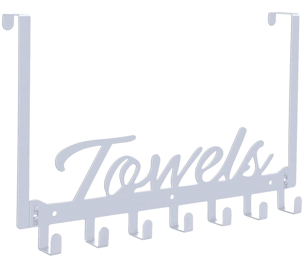 Azmoncy Over The Door Hooks, Towel Rack Towel Hooks for Bathroom, Towel Holder for Hanging Heavy Duty, Door Rack Over Door Hanger with 5 Coat Hooks for Bedroom Bathroom Kitchen, Black