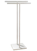 40 Inch Standing Towel Rack Double-T Shape Tall Bath Towel Sheet Holder with Marble Design Base for Bathroom Floor Next to Tub or Shower 2 Tier Towel Holder Stand Stainless Steel Brushed Nickel