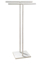 40 Inch Standing Towel Rack Double-T Shape Tall Bath Towel Sheet Holder with Marble Design Base for Bathroom Floor Next to Tub or Shower 2 Tier Towel Holder Stand Stainless Steel Brushed Nickel