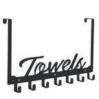 Azmoncy Over The Door Hooks, Towel Rack Towel Hooks for Bathroom, Towel Holder for Hanging Heavy Duty, Door Rack Over Door Hanger with 5 Coat Hooks for Bedroom Bathroom Kitchen, Black