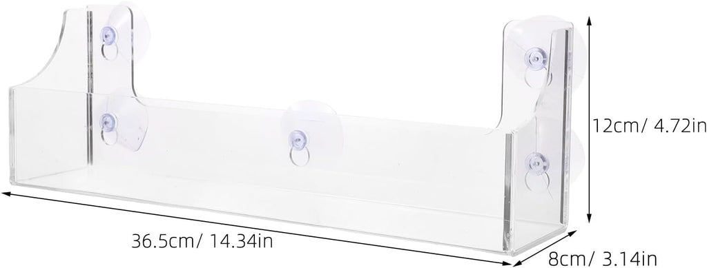 1 PCS Shower Shelf Suction Cup, Clear Acrylic Floating Bathroom Organizer, No Drill Wall Mounted Storage Caddy, Transparent Basket Rack for Inside Shower, Window, Kitchen, Refrigerator
