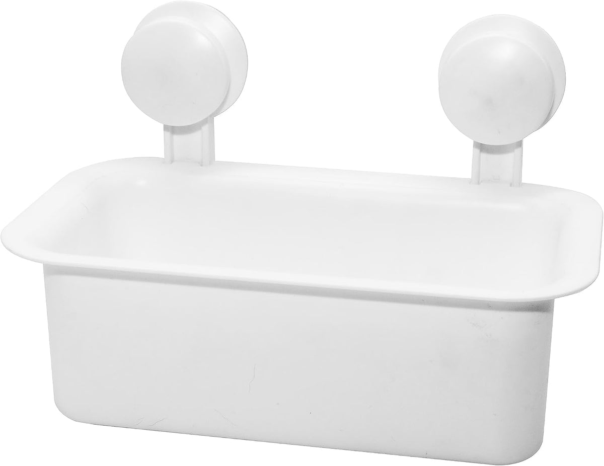 Oggi Twist-Lock Suction Shower Basket, Plastic Shower Caddy with Vacuum Suction Cup, Self-Draining Shower Wall Caddy for Bathroom Storage, No Drill Shower Organizer