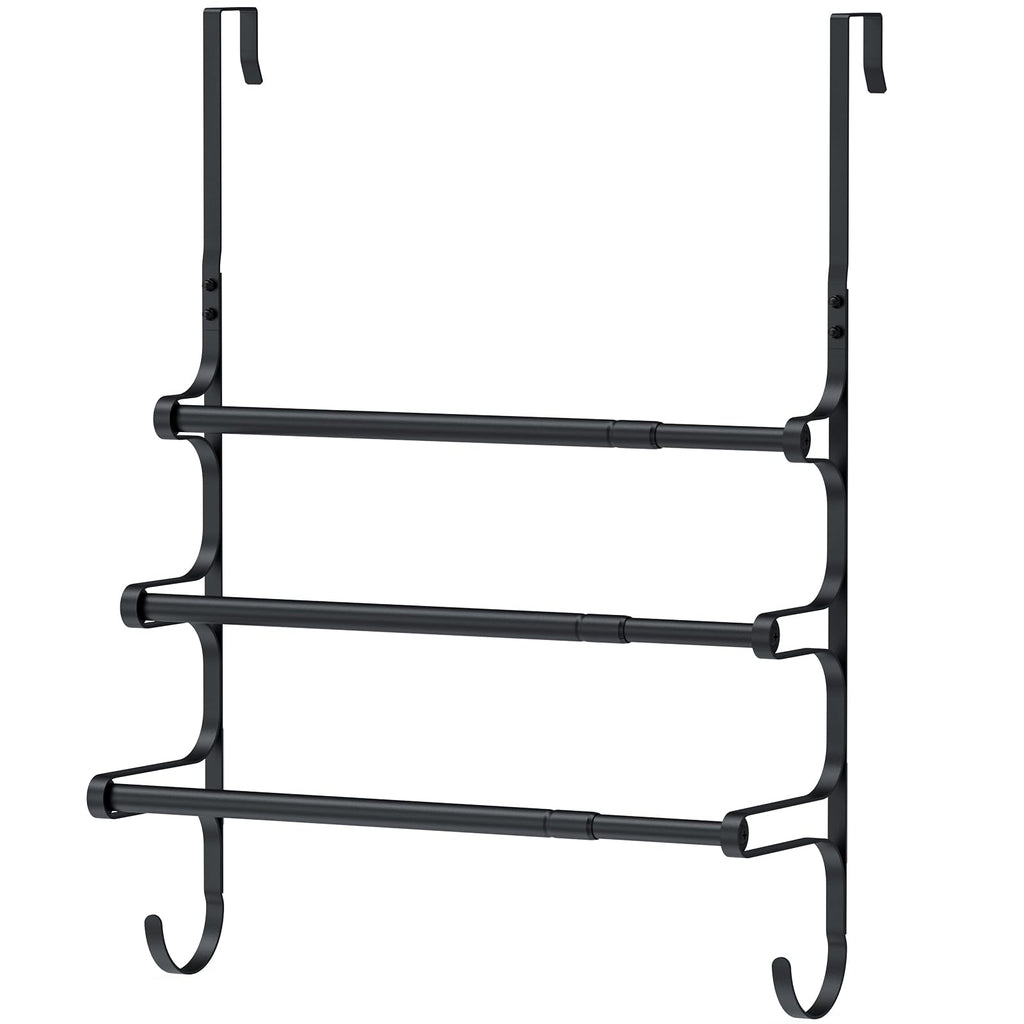 CANYAVE Over The Door Towel Rack, Over Door Towel Rack for Bathroom Door, Triple Towel Storage Holder with Hooks (Silver)