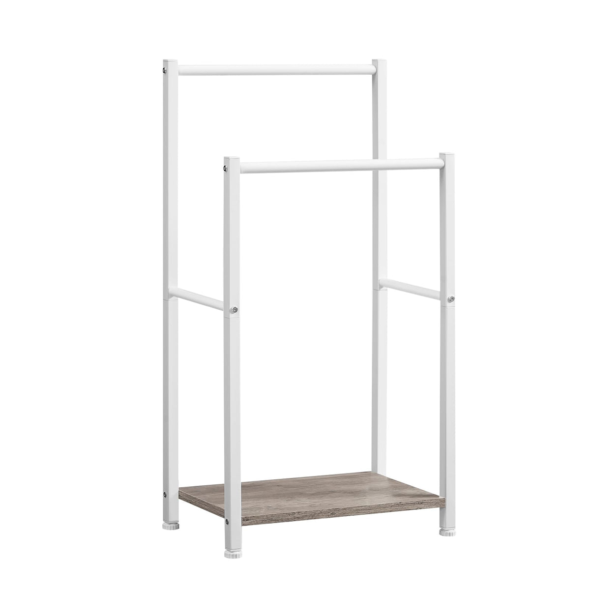 HOOBRO Free Standing Towel Rack for Bathroom, 2 Tier Blanket Rack, 16.5" L x 9.4" W x 31.5" H, Blanket Holder, Drying and Display Rack with Shelf, Rustic Brown and Black BF02LB01