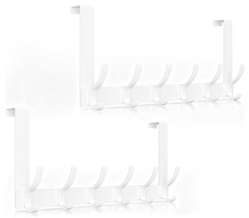 Optish Over The Door Hooks, Door Hanger Hooks for Hanging, Towel Racks for Bathroom with 12 Coat Hook, Coat Rack College Dorm Essentials Bathroom Accessories（1 Pack, Black）