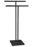 40 Inch Standing Towel Rack Double-T Shape Tall Bath Towel Sheet Holder with Marble Design Base for Bathroom Floor Next to Tub or Shower 2 Tier Towel Holder Stand Stainless Steel Brushed Nickel