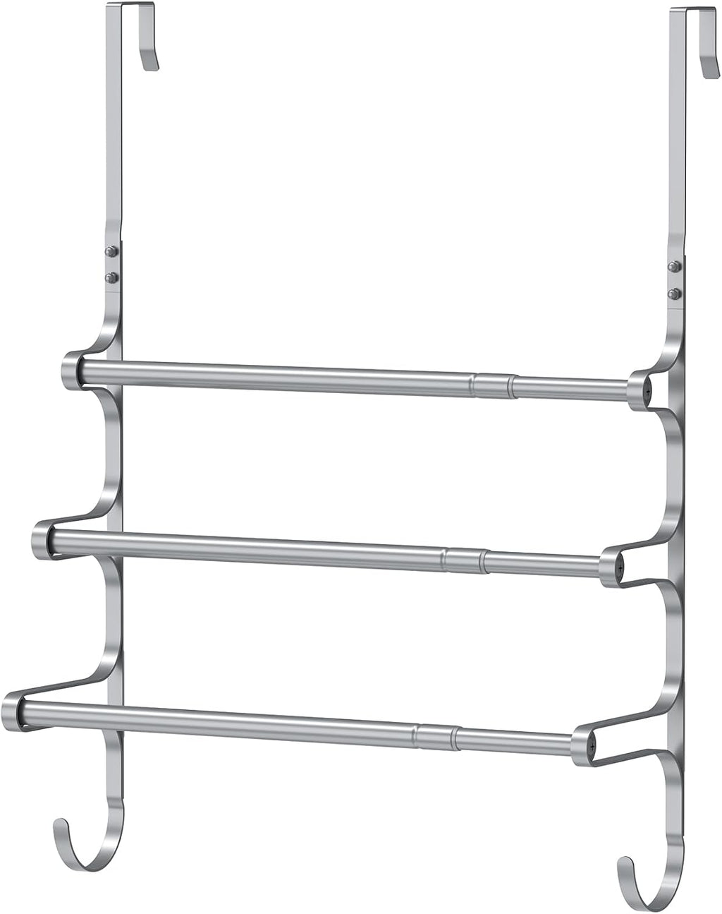 CANYAVE Over The Door Towel Rack, Over Door Towel Rack for Bathroom Door, Triple Towel Storage Holder with Hooks (Silver)