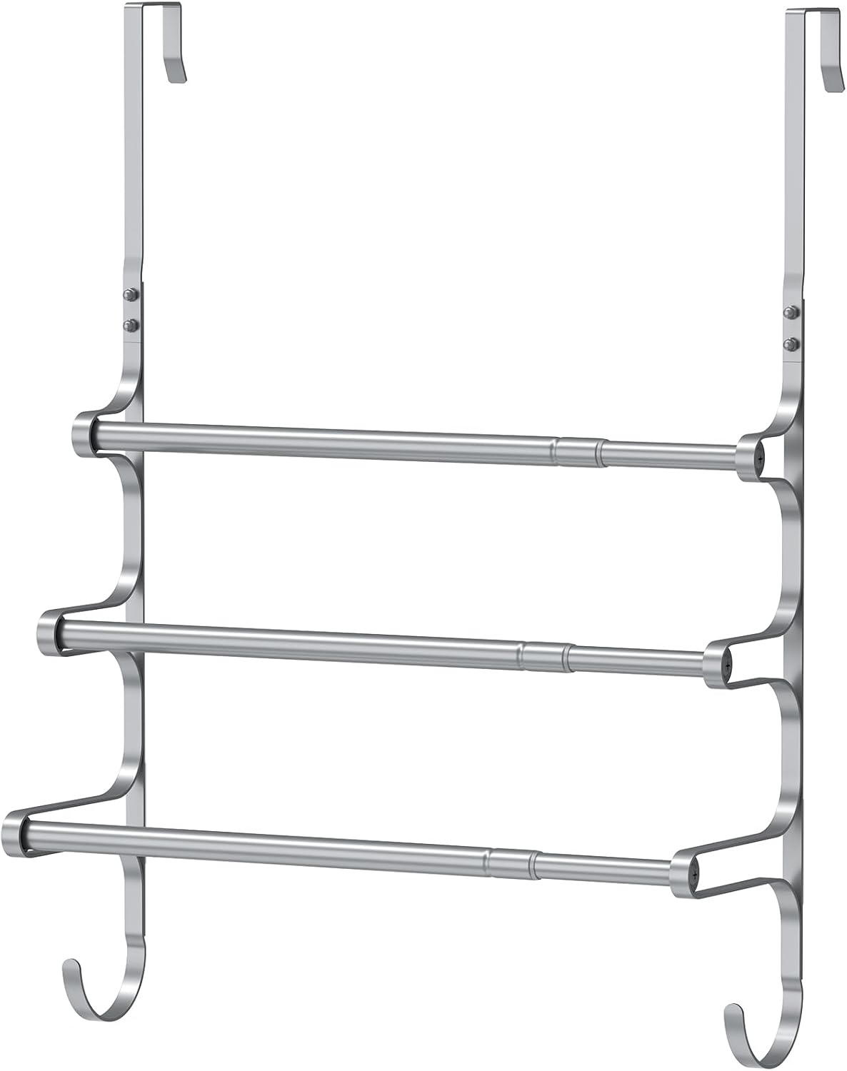 CANYAVE Over The Door Towel Rack, Over Door Towel Rack for Bathroom Door, Triple Towel Storage Holder with Hooks (Silver)