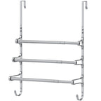 CANYAVE Over The Door Towel Rack, Over Door Towel Rack for Bathroom Door, Triple Towel Storage Holder with Hooks (Silver)