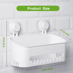 LUXEAR Suction Cup Shower Caddy, No Drilling Shower Caddy, White