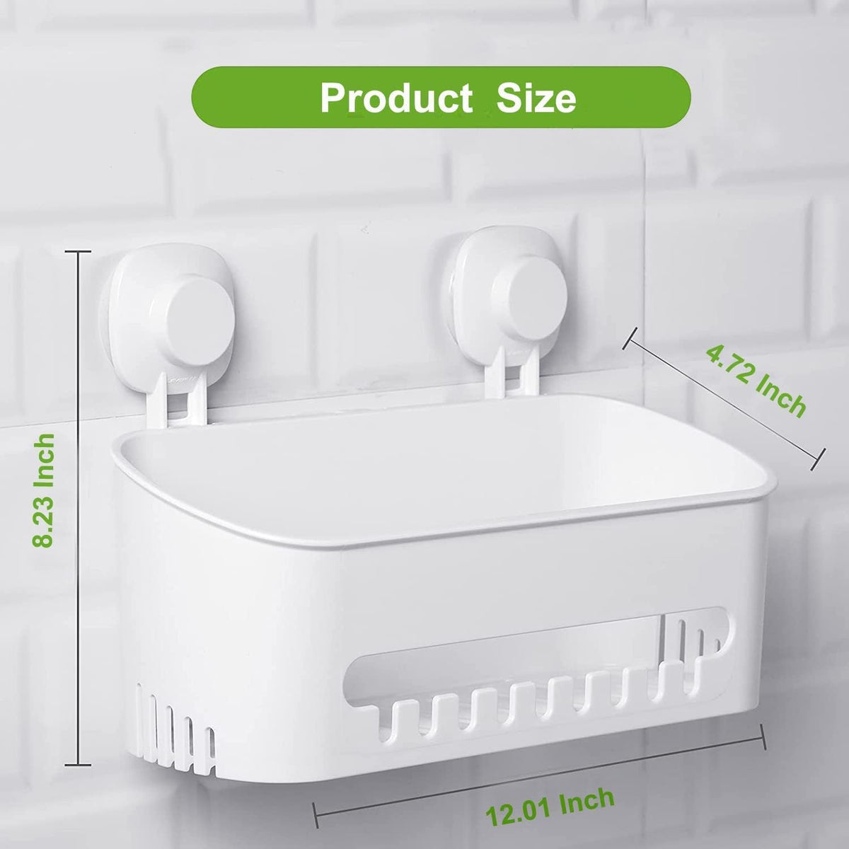 LUXEAR Suction Cup Shower Caddy, No Drilling Shower Caddy, White