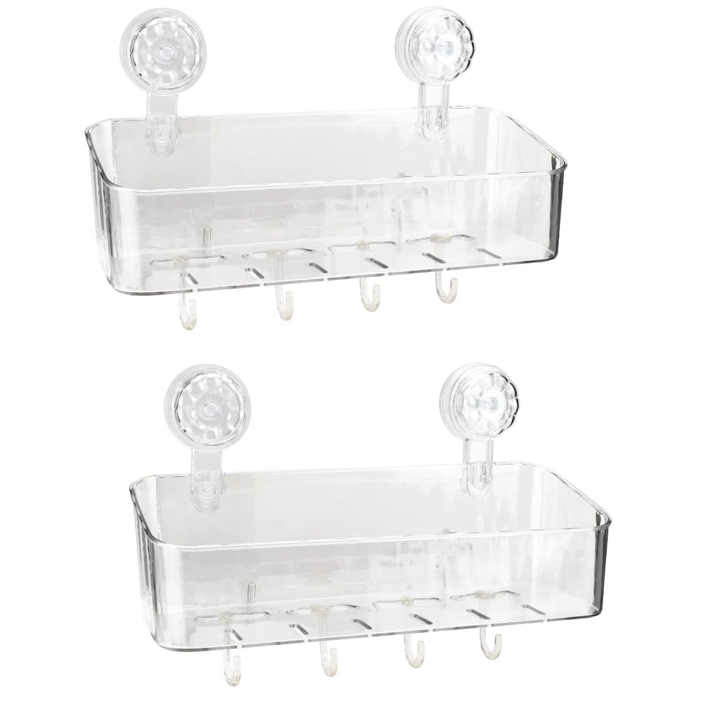 2 Pcs Shower Caddy, Clear Suction Cup Shower Shelves for Bathroom, Kitchen