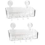 2 Pcs Shower Caddy, Clear Suction Cup Shower Shelves for Bathroom, Kitchen