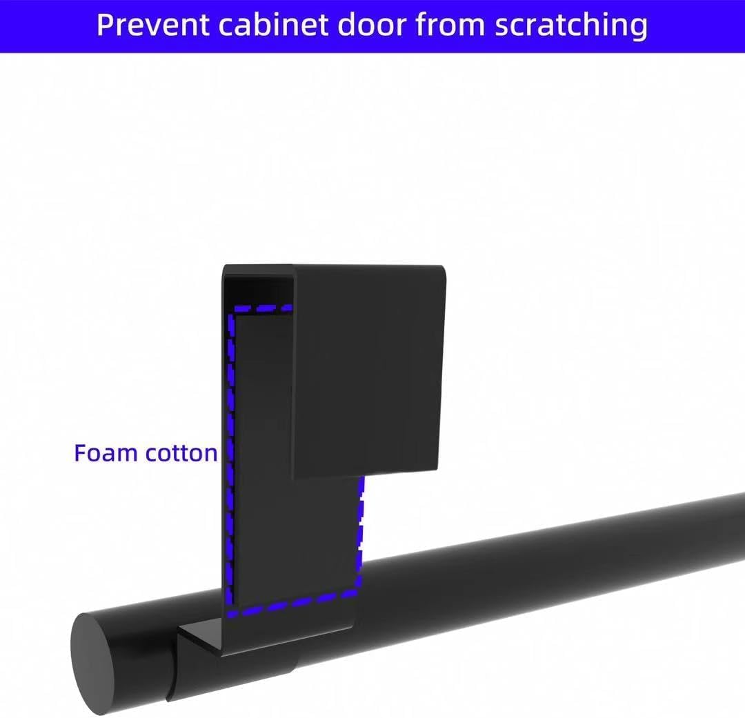 Cabinet Door Towel Bar, Kitchen Towel Holder, Matte Black 2 Pack