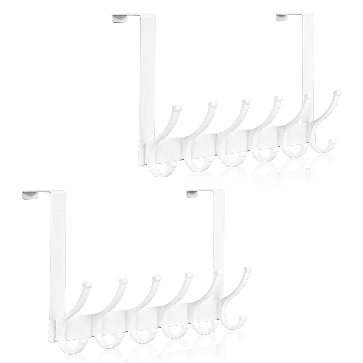 Optish Over The Door Hooks, Door Hanger Hooks for Hanging, Over The Doors Towel Racks for Bathroom, Coat Rack Dorm Essentials (1Pack, White, Fit 1-3/4" Doors)