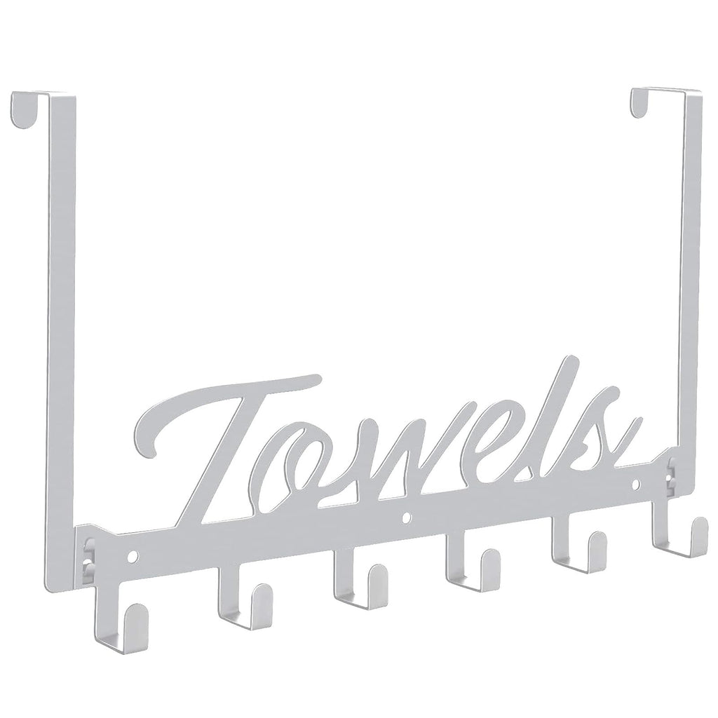 Azmoncy Over The Door Hooks, Towel Rack Towel Hooks for Bathroom, Towel Holder for Hanging Heavy Duty, Door Rack Over Door Hanger with 5 Coat Hooks for Bedroom Bathroom Kitchen, Black