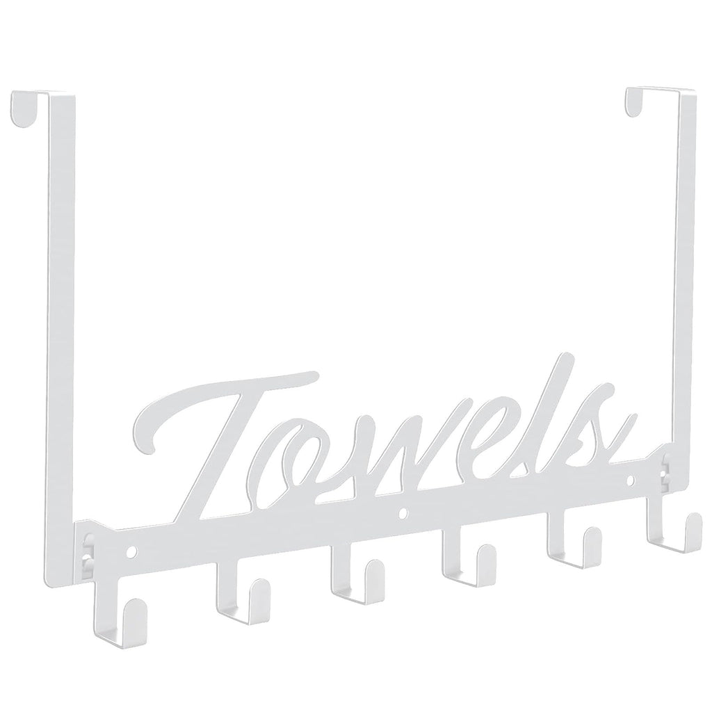 Azmoncy Over The Door Hooks, Towel Rack Towel Hooks for Bathroom, Towel Holder for Hanging Heavy Duty, Door Rack Over Door Hanger with 5 Coat Hooks for Bedroom Bathroom Kitchen, Black