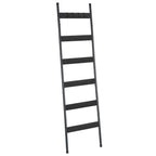 HOOBRO Blanket Ladder, 5-Tier Towel Rack with Hooks, Wall-Leaning Blanket Rack, Decorative Display Ladder Shelf, for Scarves, Industrial, Living Room, Bedroom, Rustic Brown and Black BF52CJ01