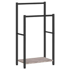 HOOBRO Free Standing Towel Rack for Bathroom, 2 Tier Blanket Rack, 16.5" L x 9.4" W x 31.5" H, Blanket Holder, Drying and Display Rack with Shelf, Rustic Brown and Black BF02LB01