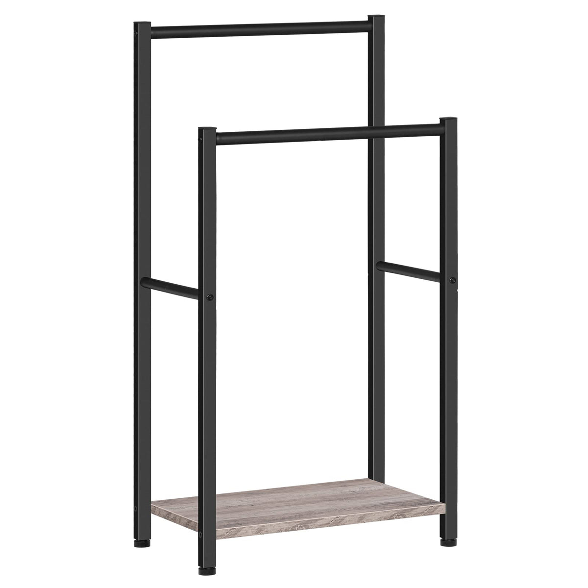 HOOBRO Free Standing Towel Rack for Bathroom, 2 Tier Blanket Rack, 16.5" L x 9.4" W x 31.5" H, Blanket Holder, Drying and Display Rack with Shelf, Rustic Brown and Black BF02LB01