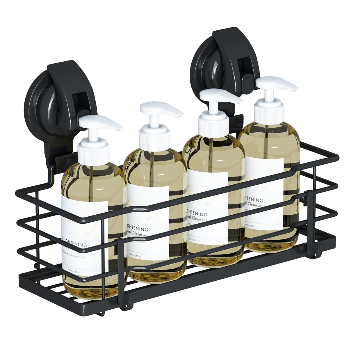 TESOT Suction Cup Shower Caddy, Shower Shelf Soap Dish with Hooks for Razor, Sponge, Rust Proof 304 Stainless Steel, Silver