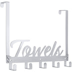 Azmoncy Over The Door Hooks, Towel Rack Towel Hooks for Bathroom, Towel Holder for Hanging Heavy Duty, Door Rack Over Door Hanger with 5 Coat Hooks for Bedroom Bathroom Kitchen, Black