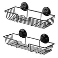 SANNO Suction Cup Shower Caddy Bathroom Caddies Storage Combo Organizer, No Damage Suction Cup,Rustproof Wire Basket for Kitchen Bathroom, Black,pack of 2