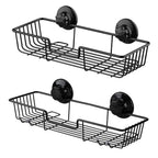 SANNO Suction Cup Shower Caddy Bathroom Caddies Storage Combo Organizer, No Damage Suction Cup,Rustproof Wire Basket for Kitchen Bathroom, Black,pack of 2