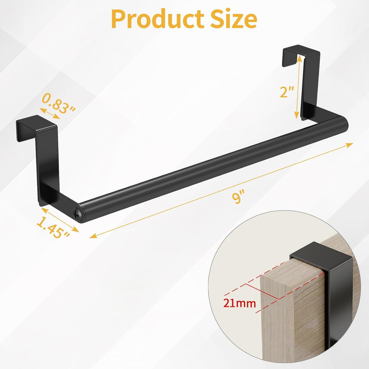 STWWO Over the Door Towel Rack for Kitchen Cabinet Doors, Black