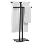 Free Standing Towel Rack - Brushed Nickel Finish with Marble Base