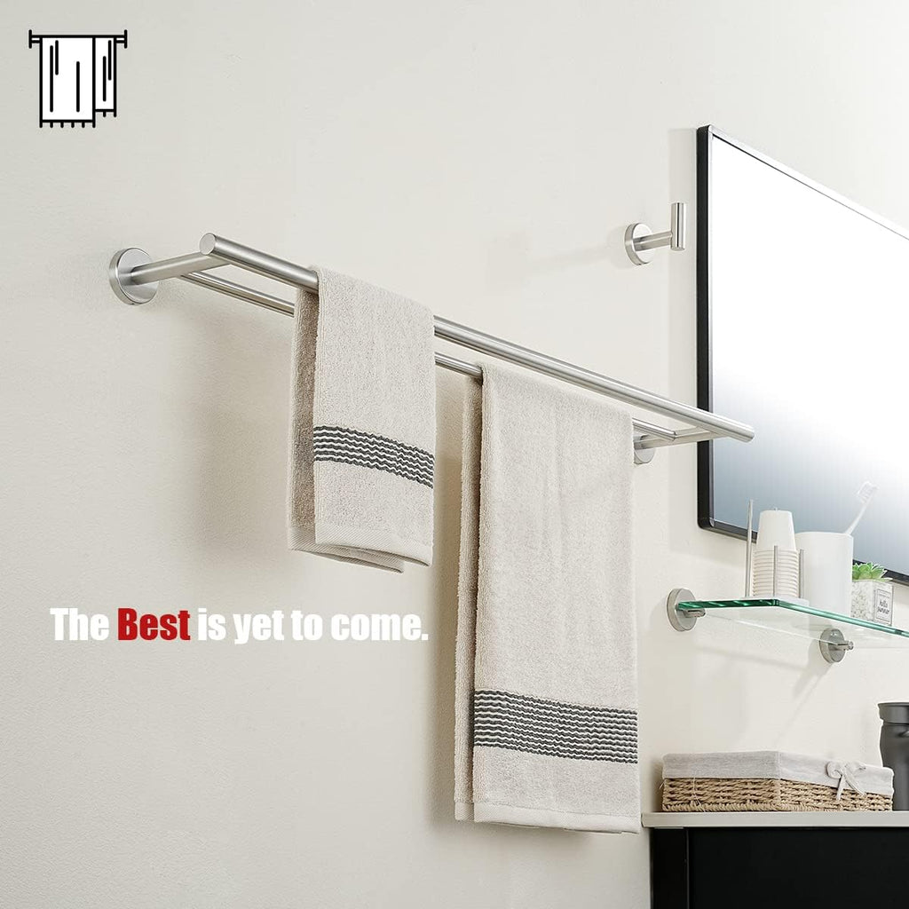 JQK Double Bath Towel Bar, 30 Inch 304 Stainless Steel Thicken 0.8mm Towel Rack for Bathroom, Towel Holder Brushed Finished Wall Mount, Useable Length 27 Inch, TB100L27-BN