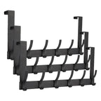 Optish Over The Door Hooks, Door Hanger Hooks for Hanging, Towel Racks for Bathroom with 12 Coat Hook, Coat Rack College Dorm Essentials Bathroom Accessories（1 Pack, Black）