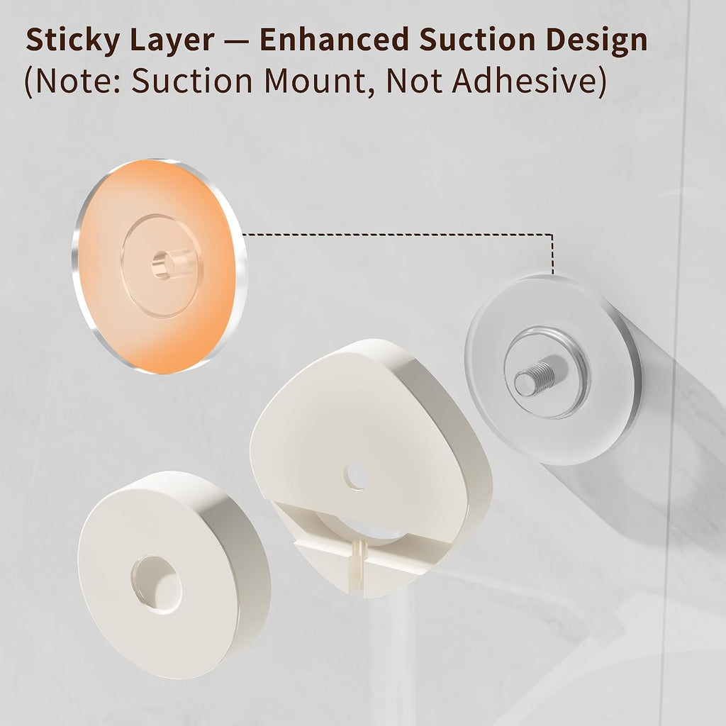 KEGII Suction Cup Shower Caddy with Soap & Razor Holder, Hooks, Cream White
