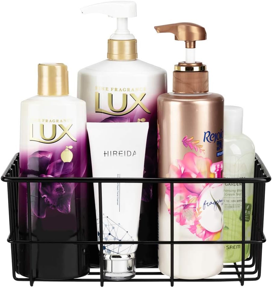 SANNO Suction Cup Shower Caddy Adhesive Deep Bathroom Basket Bath Organizer Kitchen Storage Basket for Gel Holder Bathroom Storage Shampoo, Conditioner,Stainless Steel
