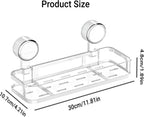 Suction Cup Shower Caddy, No-Drill Removal Shower Shelf Bathroom Organizer Storage Heavy Duty Shelf Basket for Bath (Grey)