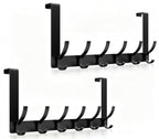 Optish Over The Door Hooks, Door Hanger Hooks for Hanging, Towel Racks for Bathroom with 12 Coat Hook, Coat Rack College Dorm Essentials Bathroom Accessories（1 Pack, Black）