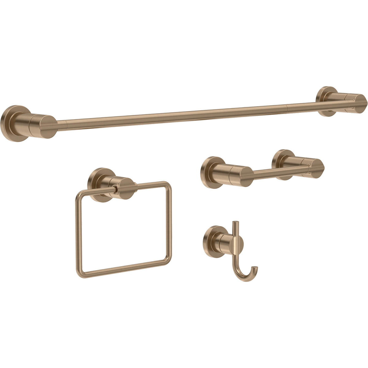 Delta 4-Piece Polished Chrome Bathroom Set Towel Rack, Ring, Toilet Paper Holder, Hook | Nicoli Bath Accessories