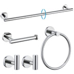 TURS Brushed Gold 5 Piece Bathroom Hardware Set, SUS304 Stainless Steel 24 Inch Bath Towel Bar Set, Round Bathroom Accessories Kit Wall Mounted