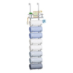 SWTYMIKI Over the Door Towel Rack - 6 Tier Towel Racks for Bathroom Wall Mounted, Towel Holder with Shelf, Hanging Rolled Towel Storage Organizer for Small Bathroom, Camper, RV, Black
