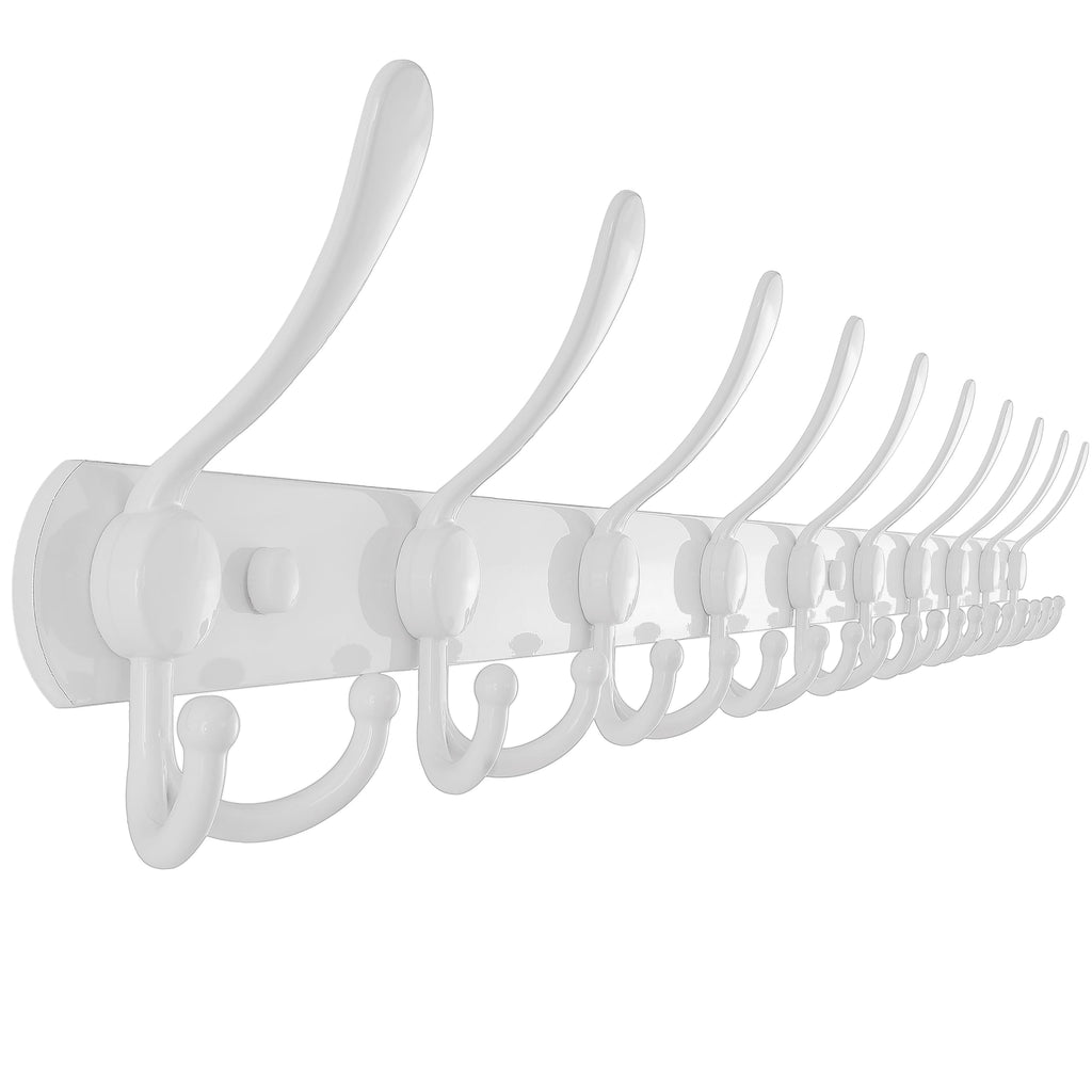 Dseap Coat Rack Wall Mounted - 5 Tri Hooks, Heavy Duty, Stainless Steel, Metal Coat Hook Rail for Coat Hat Towel Purse Robes Mudroom Bathroom Entryway (Black, 2 Packs)