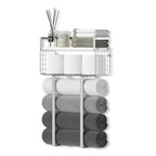 Xstydes Towel Racks for Bathroom, Metal Towel Holder with Storage Basket,Wall Towel Rack for Rolled Towels, Towel Storage for Small Bathroom.