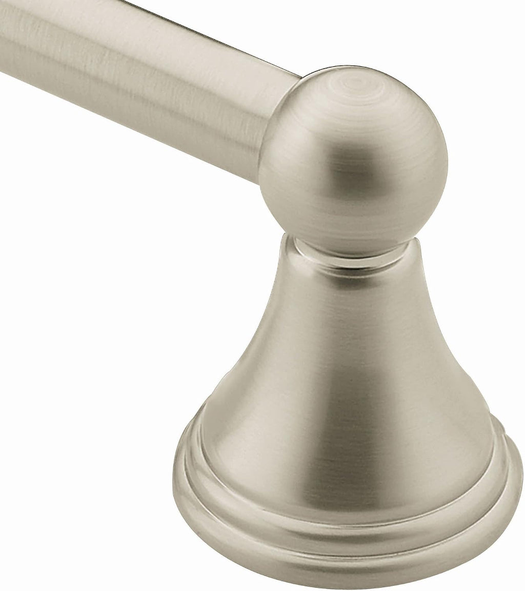 Moen Preston Brushed Nickel 24-Inch Single Wall Mounted Bathroom Towel Bar, DN8424BN