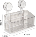 Shower Caddy Suction Cup, Bathroom Organizer Shelf | Removable, No Drilling Clear Square Shower Shelves, Large Capacity, Reusable