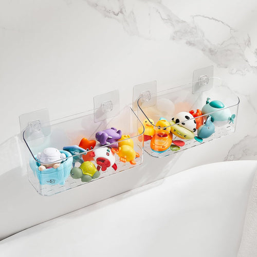 Bath Toy Storage Holder for Bathtub, Clear Bath Toy Organizer Large Capacity Bathtub Toy Storage Shower Caddy for Bathroom (2 Large)