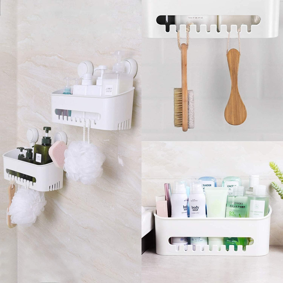 ilikable Shower Caddy Suction Cup Heavy Duty, Removable Shower Organizer Shelves for Inside Shower Max Hold 22lbs, No Drilling Waterproof Suction Storage Basket for Bathroom Storage Home & Kitchen